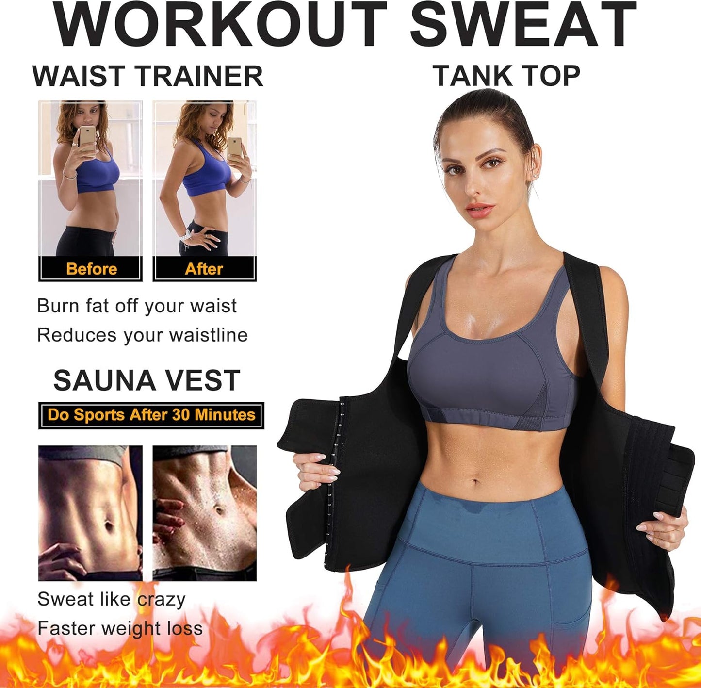 Nebility Womens' Sauna Sweat Vest Weight Loss Workout Waist Trainer