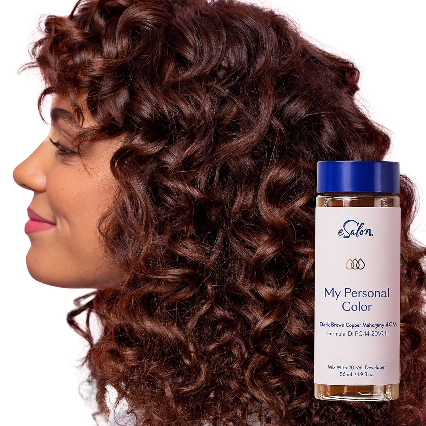 eSalon Permanent Hair Color & Hair Dye Kit - Dark Brown Copper Mahogany - Personal Colorist for Up To 100% Gray Coverage, All Hair Types - Professional-Grade Ammonia-Free