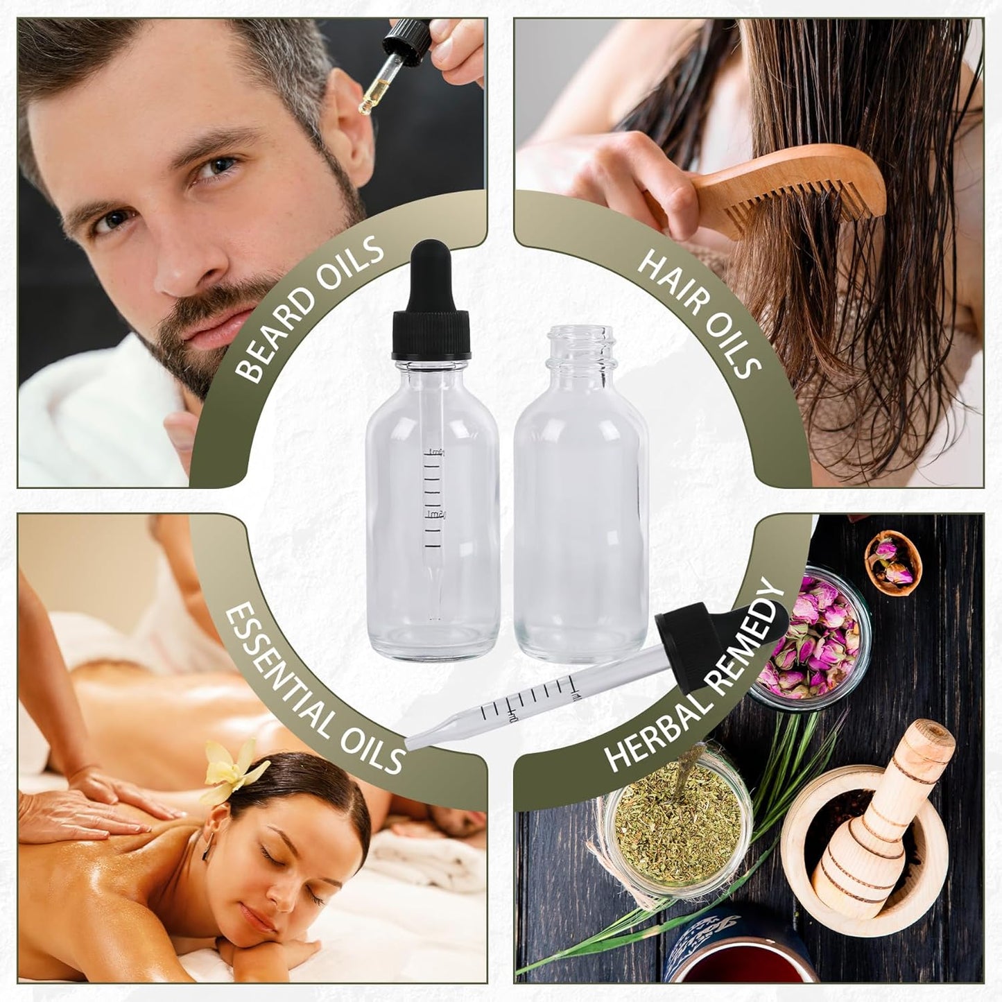 48 Pack, 2oz Glass Dropper Bottle, Preety Texture Tincture Bottles with Precise Scales Eye Droppe, for All Kinds Of Mixed Liquids,Leak-Proof Design for Easy Travel (Clear)