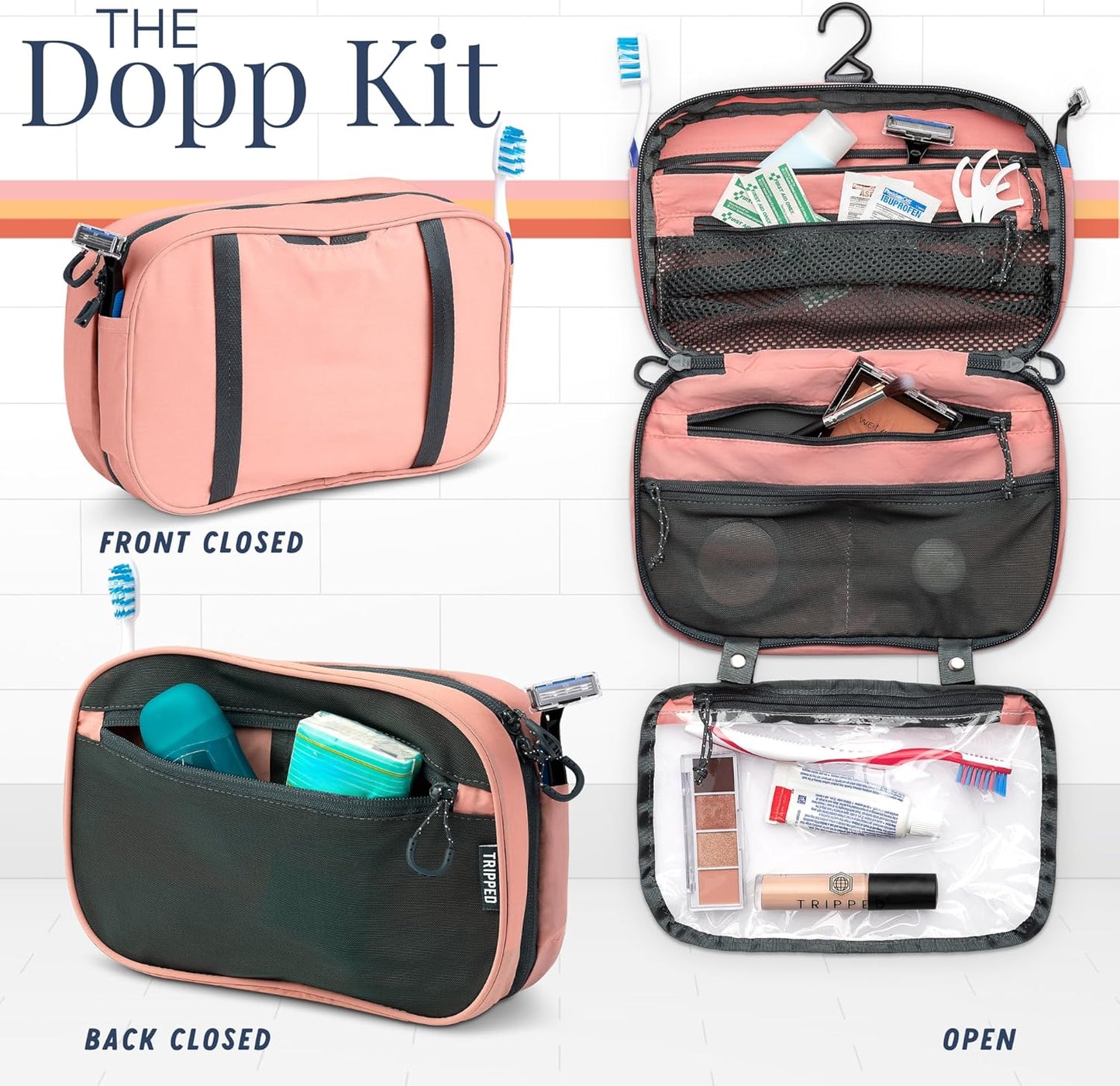 Toiletry Bag Kit Set: Hanging Travel Toiletry Bag + 311 TSA Cosmetic Liquid Bag + Ultralight Accessory Organizer Pouch