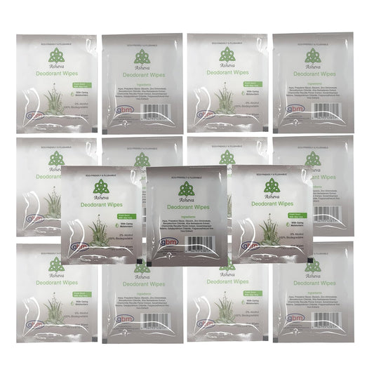 Asheva - Individually Packaged Deodorant Wipes - Box of 15 Wipes (Fresh Scent)