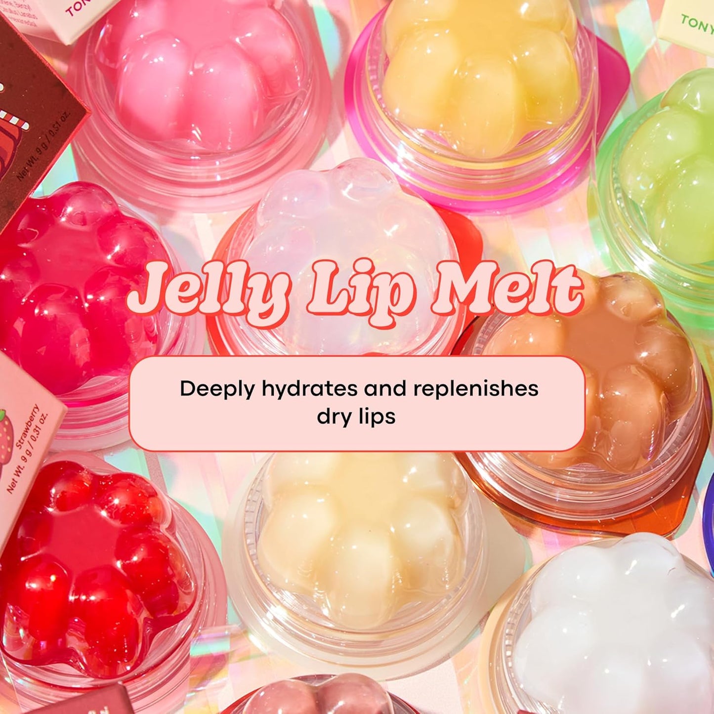 TONYMOLY Jelly Lip Melt – Lychee Lip Balm Treatment, Moisturizing & Hydrating Jelly Formula, Nourishing Lip Care with Vitamin C, Non-Sticky Gloss Finish, 0.31 oz