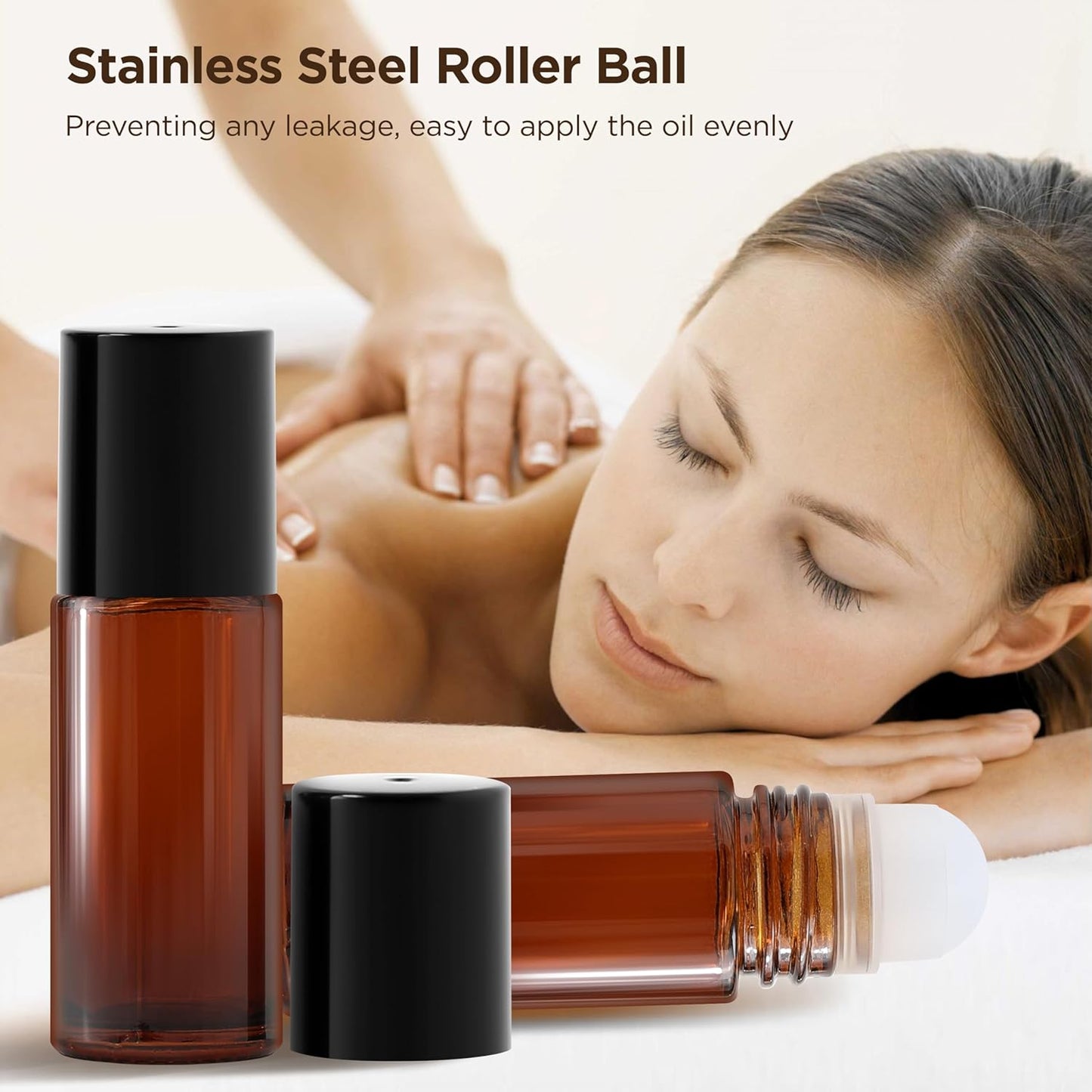 Essential Oil Roller Bottles, 2PCS (50ml/30ml) Thick Glass Perfume Roller Bottles with Funnel and Dropper Glass Empty Bottles Beauty and Personal Care Tools for Fragrance (Amber, 50ML)