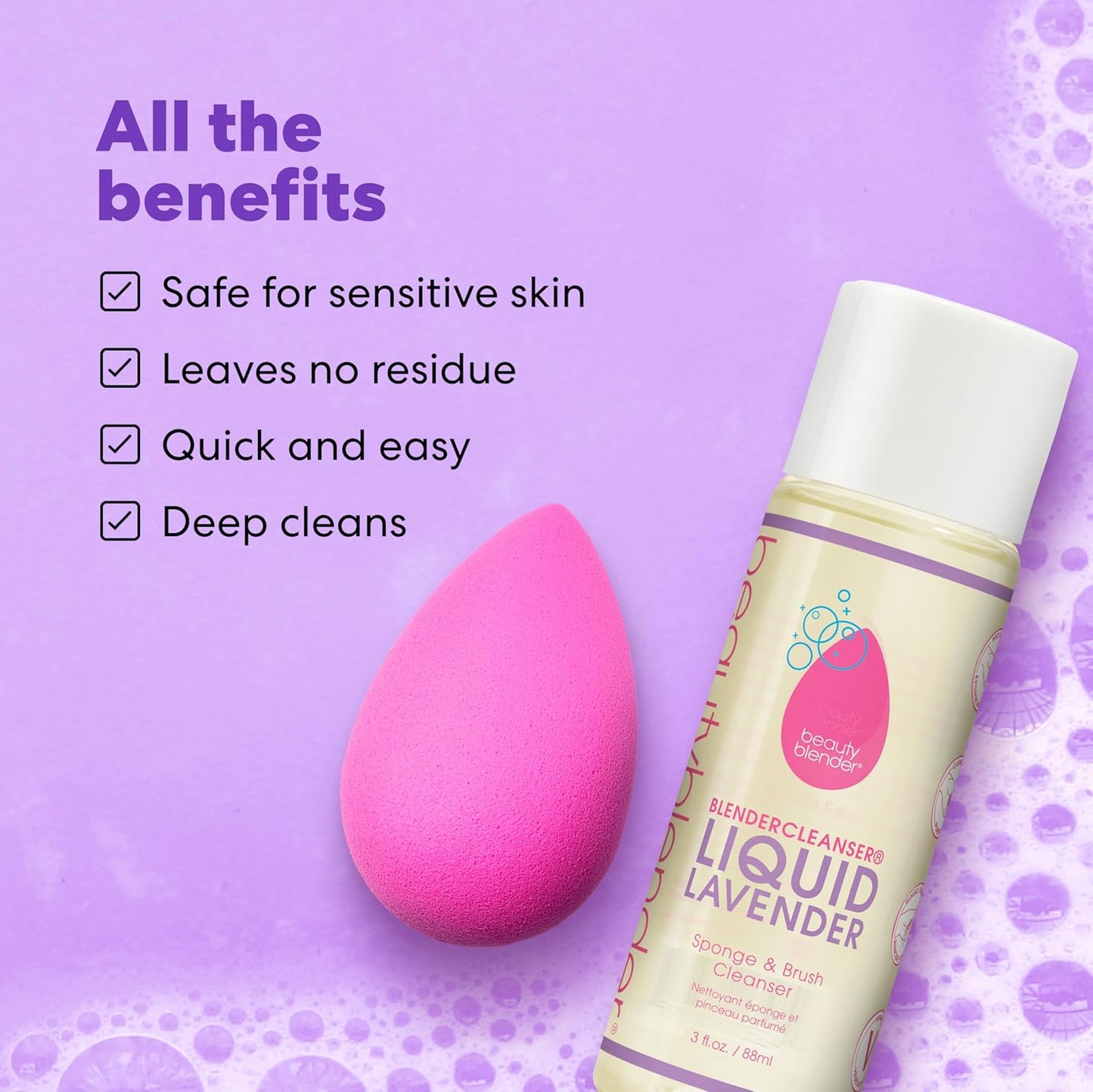 beautyblender® | Blendercleanser® Tool Wash | Lavender Purifying Liquid Soap | Hand, Sponge, Brush, Makeup Tool Cleanser | Lavender-Scented, Vegan, Paraben-Free, Sulfate-Free, 5 oz