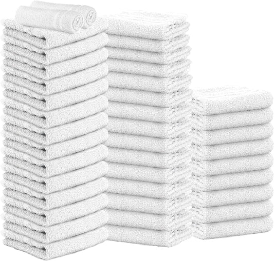 Hand Towels (Pack of 40) - White Economy Salon & Spa Towels - 100% Cotton, Highly Absorbable, 16 x 27 Inches