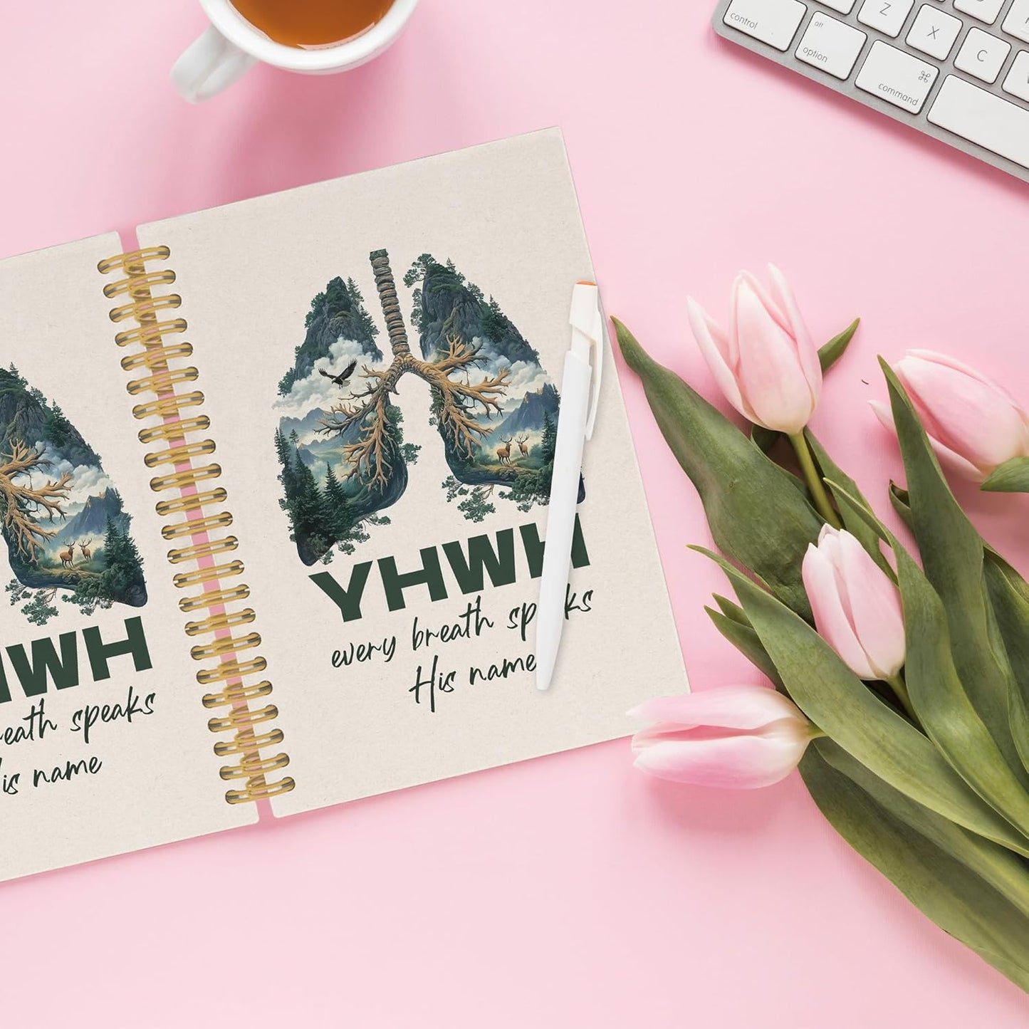 YHWH Christian Spiral Notebook, YHWH Lungs Bible Journaling Notebooks for Note Taking, Religious Scripture Hardcover Journals for Women Men 160 Pages 5.5 x 8.3 Inch, Christian Gifts for Women