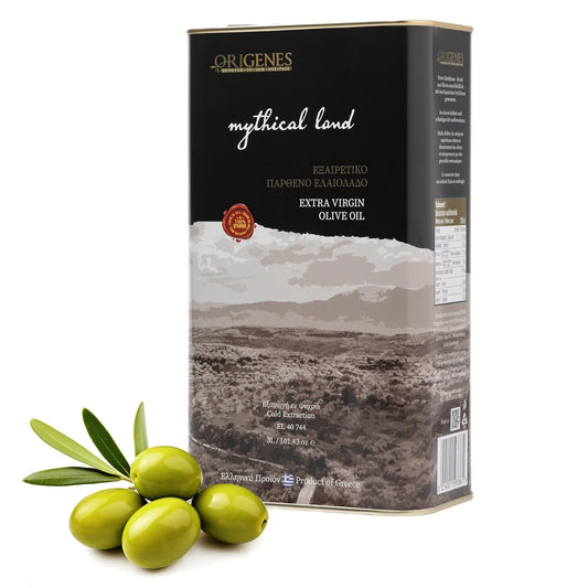 Extra Virgin Olive Oil Tin, Great Taste Cold Pressed, Polyphenol Rich EVOO, KORONEIKI Olive Oil Extra Virgin, EVOO from the Land of Sparta 3lt Tin