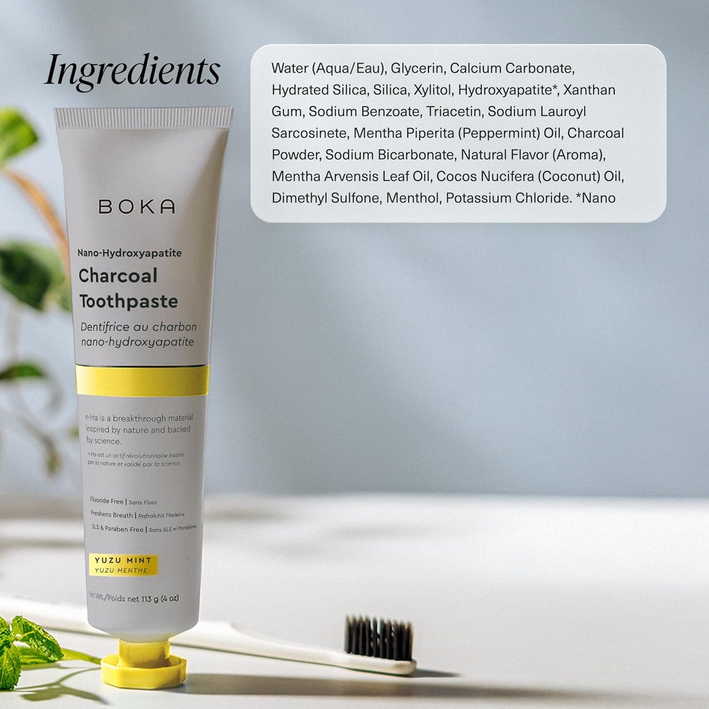 Boka Fluoride Free Toothpaste, Nano Hydroxyapatite Toothpaste, Appropriate for Sensitive Teeth - for Adult, Kids Oral Care - Yuzu Mint Flavor, 4 Fl Oz 3Pk US Manufactured