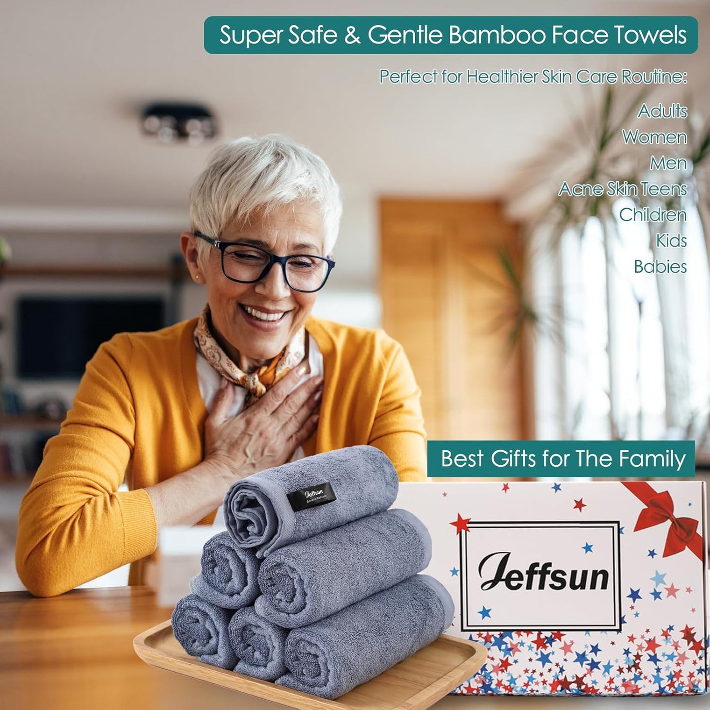 Reusable Makeup Remover Towels, Super Soft and Gentle Face Towels on Sensitive Skin, 13x13 inch Extra Large Wash Cloths for Face and Body, Easy to Clean Fast Dry Denim Blue Facial Cleaning Cloths