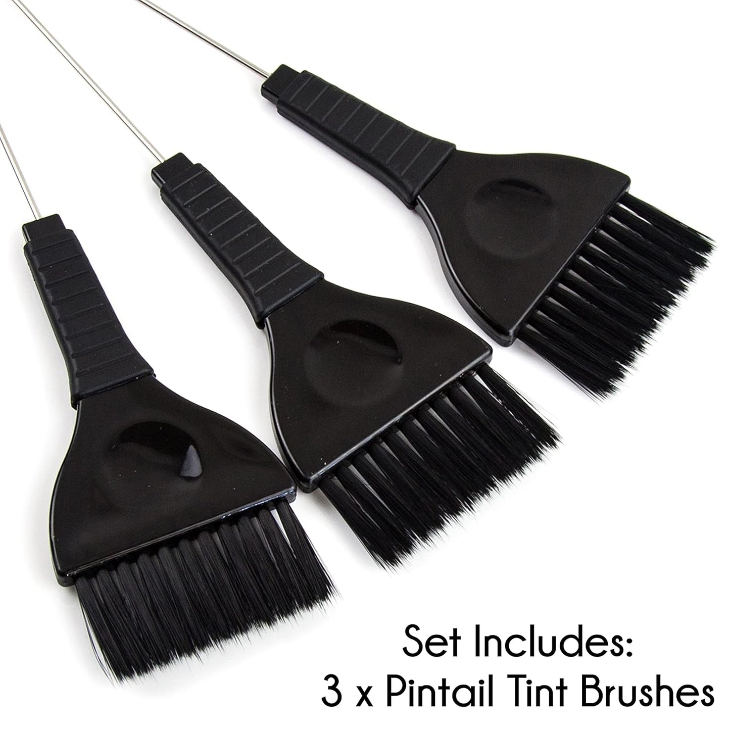 Pintail Hair Dye Brushes - 3 Tint Brushes for Hair Color - Pin Tail for Precise Sectioning - Hair Dye Brush Applicator - Color Brushes for Hair Salon (Black)