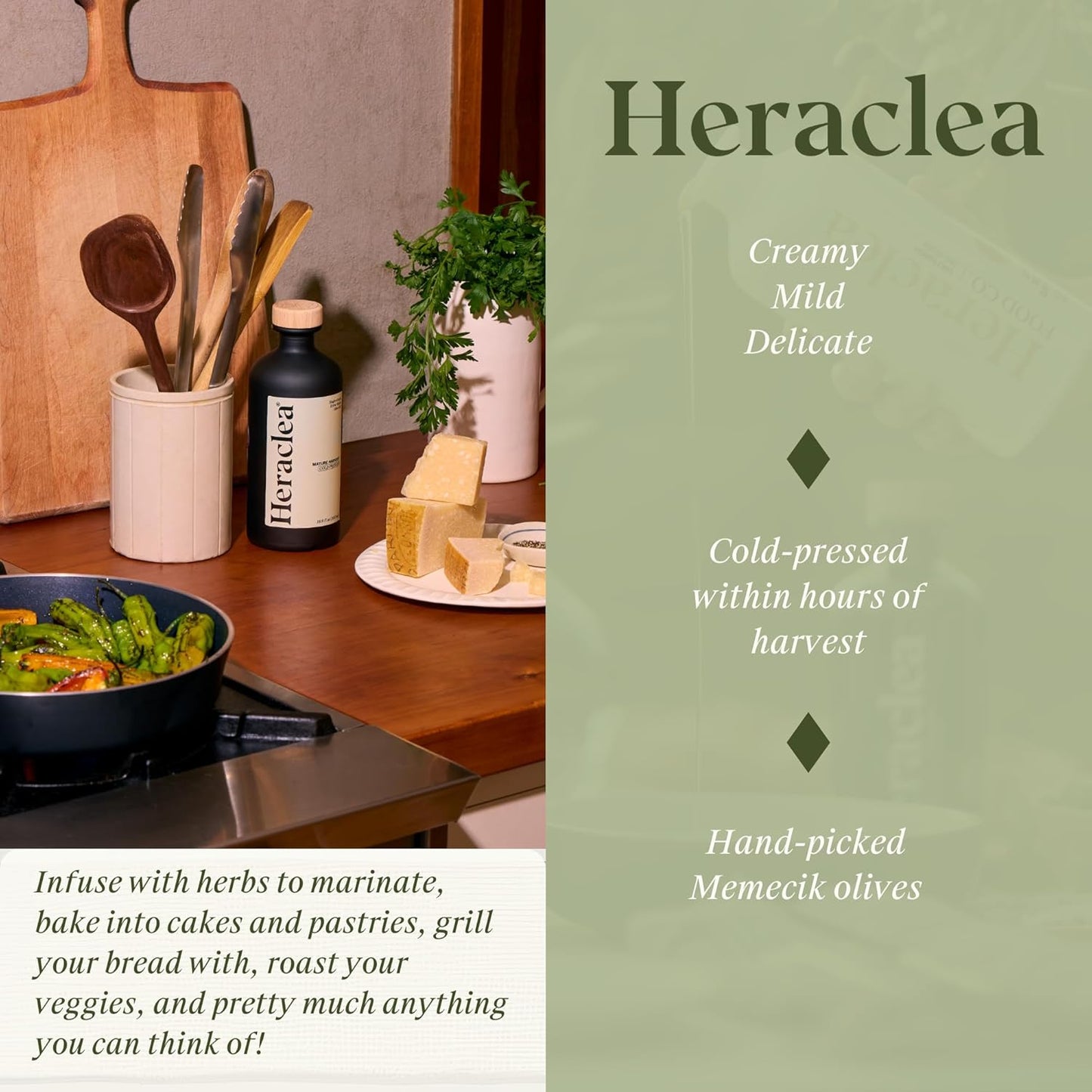 Heraclea - Mature Harvest - Extra Virgin Olive Oil - Organic Olive Oil - Cold Pressed EVOO - Polyphenol Rich EVOO - 16.9oz Bottle