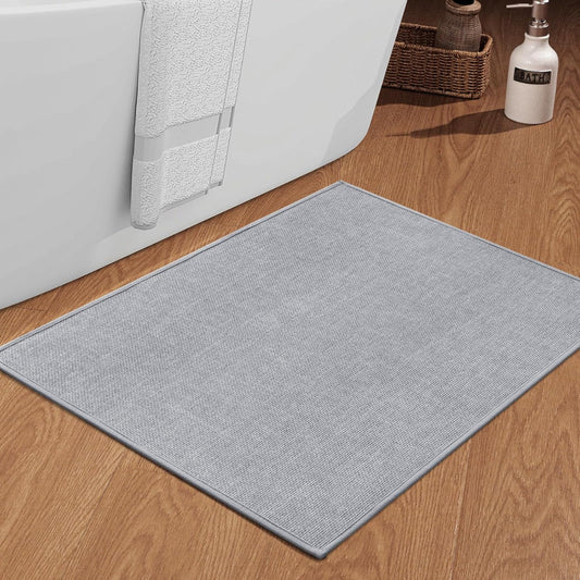 chakme Bathroom Rugs Mat 36x25, Ultra Thin Non Slip Bath Mat Large Quick Dry Absorbent Bath Mat for Bathroom Floor, (Light Grey, 36"x25")