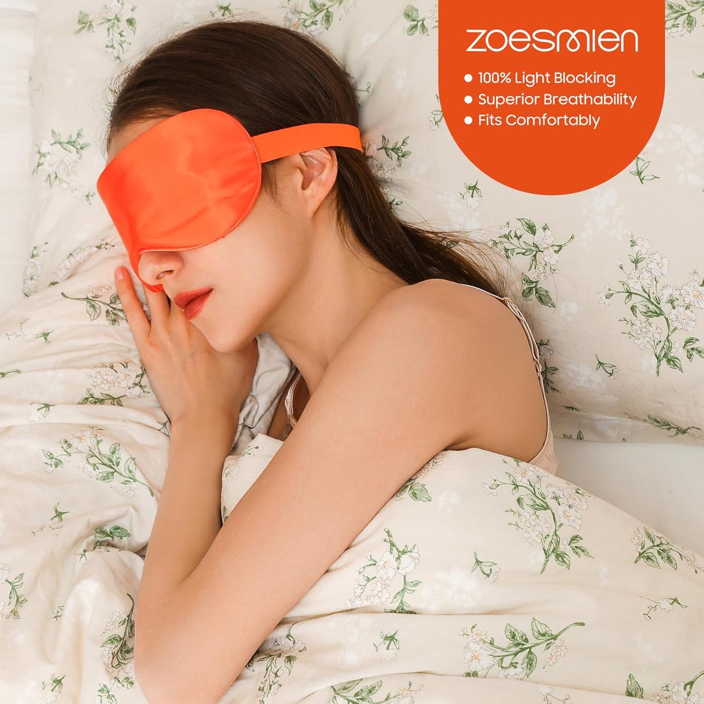 Sleep Mask 100% Mulberry Silk for Light Blocking, ZOESMIEN Eye Mask for Women Men Side Sleeper, Puffiness Dry Eyes Headache, Adjustable Strap, Christmas Gift Package, Vitality Orange