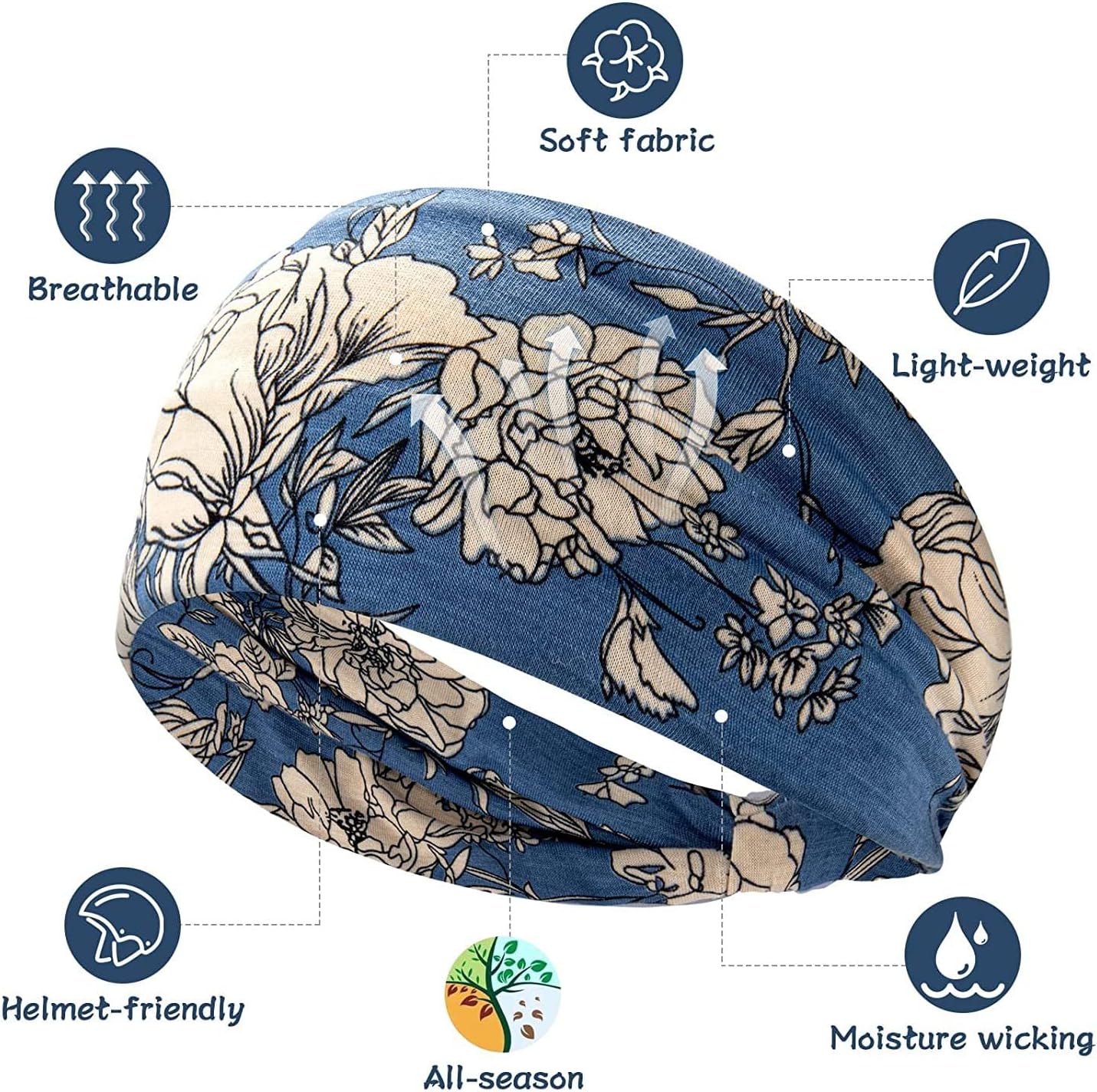 K-Elewon 3 Pack Women Wide Elastic Head Wrap Headband Sports yoga Hair Band