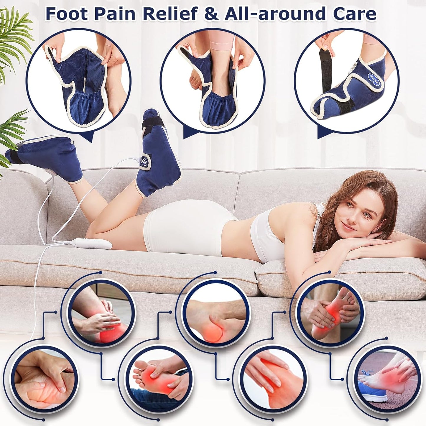 CAMECO 1 Pair Foot Heating Pad for Feet Neuropathy, Heated Foot Warmers for Women Men, Under Desk Plug in Foot Heat Therapy Pad for Feet & Ankles Plantar Fasciitis Pain Relief, 86-158℉ Temperature