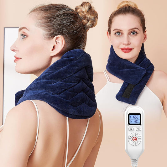CAMECO Electric Neck Heating Pad for Pain Relief, 30s Heating Heated Neck Wrap Warmer for Soreness Stiffness, 86℉-158℉ Temp Setting, 90min Auto Shut-Off Timer, Gifts for Women