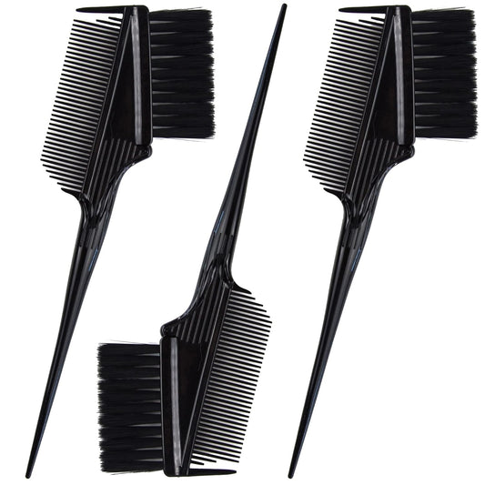 Emperor Hair Dye Brushes - 3 Angled Tint Applicators With Integrated Combs - Root Touch Up and Color Brush for Salon (Black)