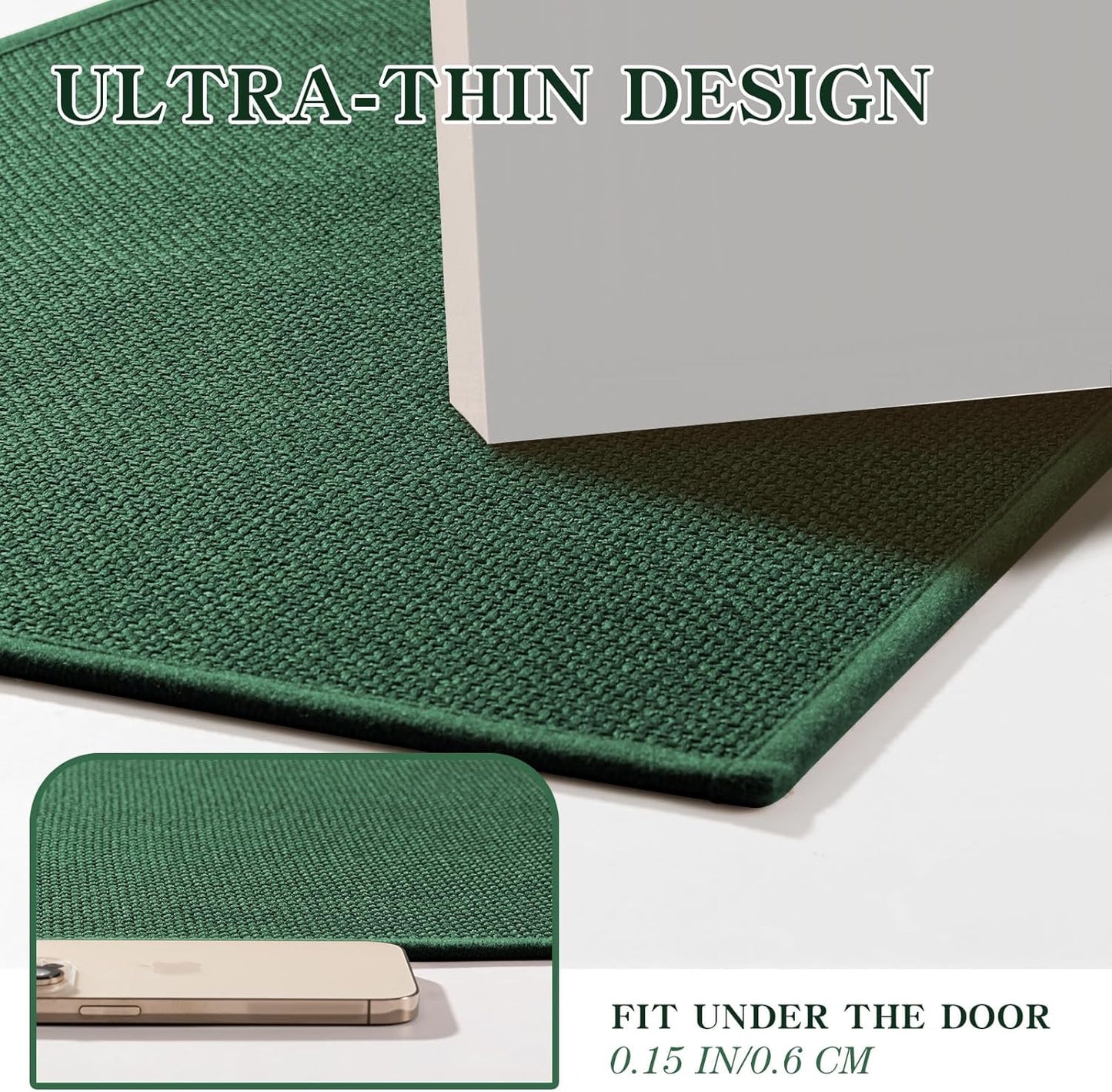 chakme Bathroom Rugs Mat 59x17, Ultra Thin Non Slip Bath Mats Runner Quick Dry Absorbent Bath Mat for Bathroom Floor, (Green, 59"x17")