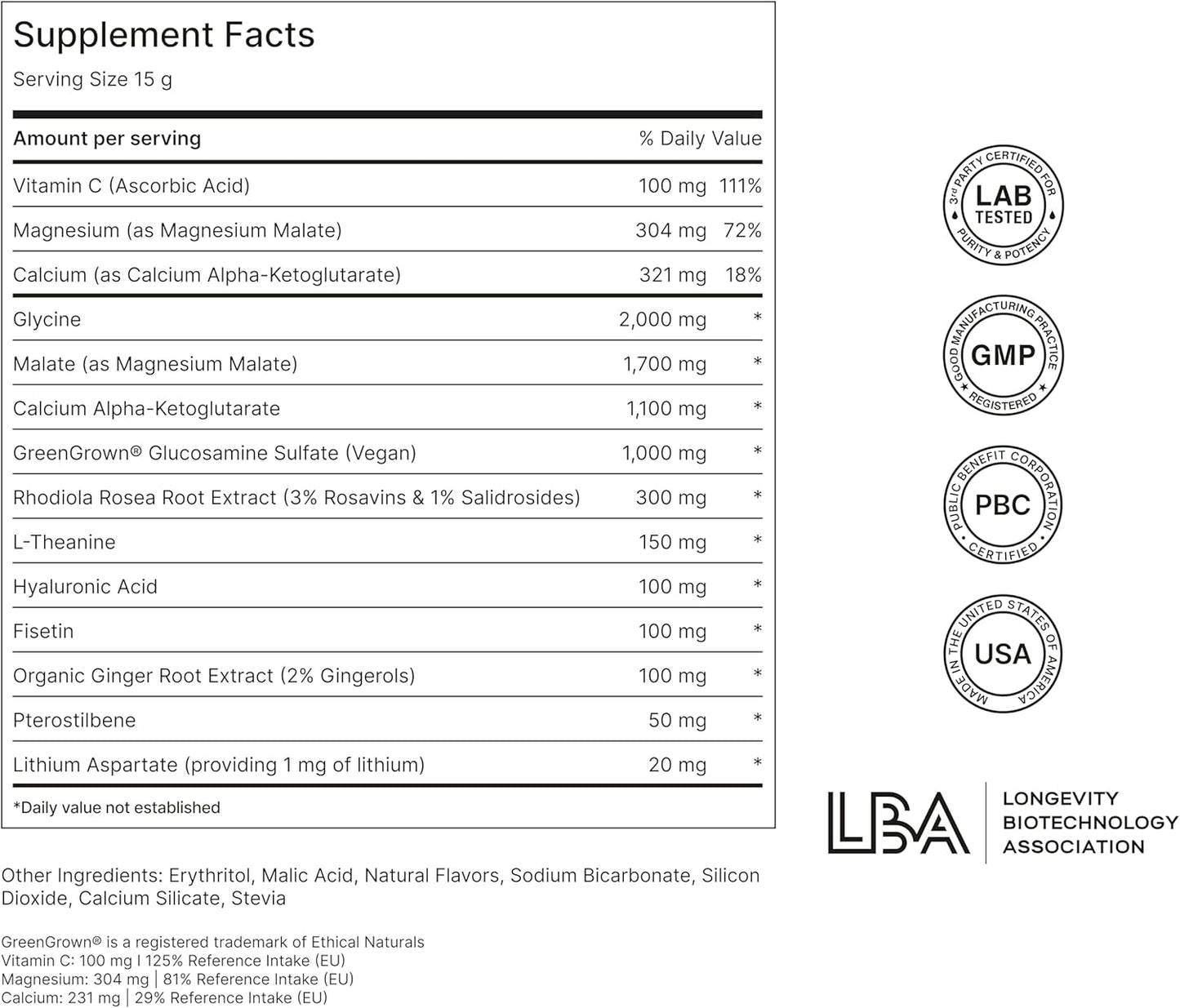 NOVOS Core Longevity Mix, Anti-Aging Supplement, Drink Powder Packet Orange Flavor - Skin Support, Energy, Mood, Sleep and Cognition Support - 30 Servings