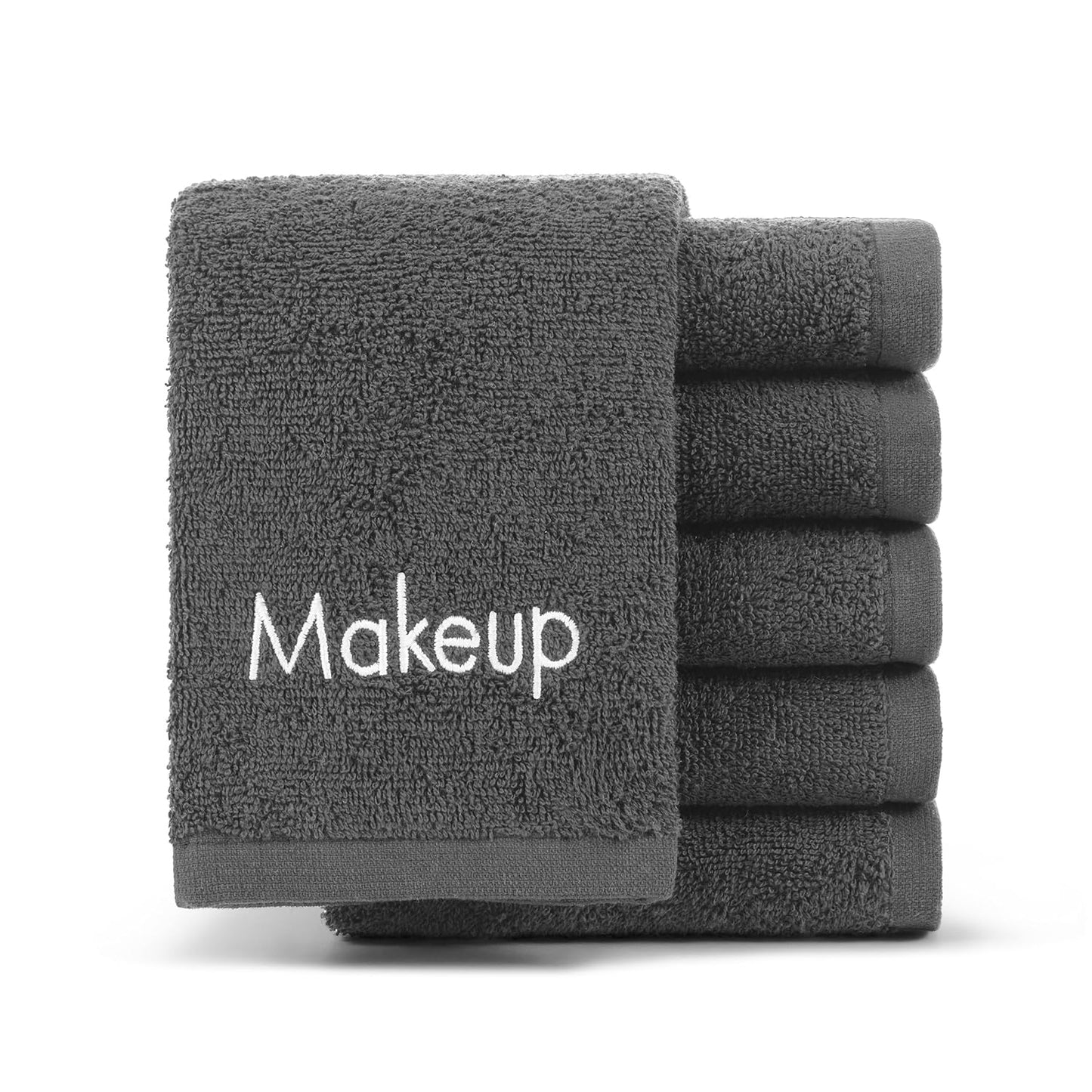 Arkwright Makeup Towels - Pack of 6 - Soft & Gentle Cotton Washcloth Face Make Up Remover, Reusuable Eraser Cloth Essentials for Hosts & Artists, 13 x 13 in, Grey